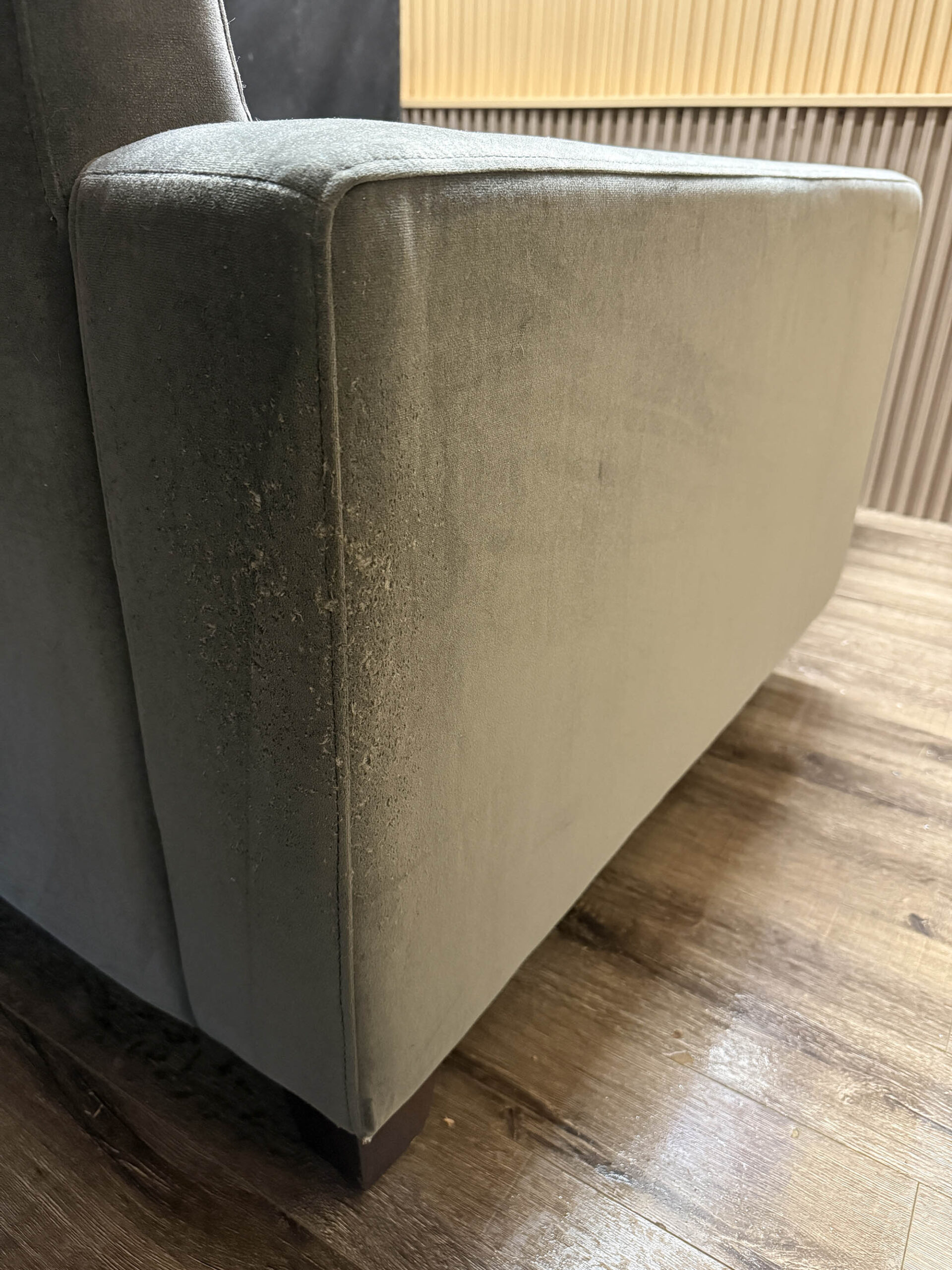 Slate Grey Velvet 3 Piece Sectional - Image 2