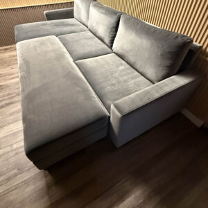 Slate Grey Velvet 3 Piece Sectional