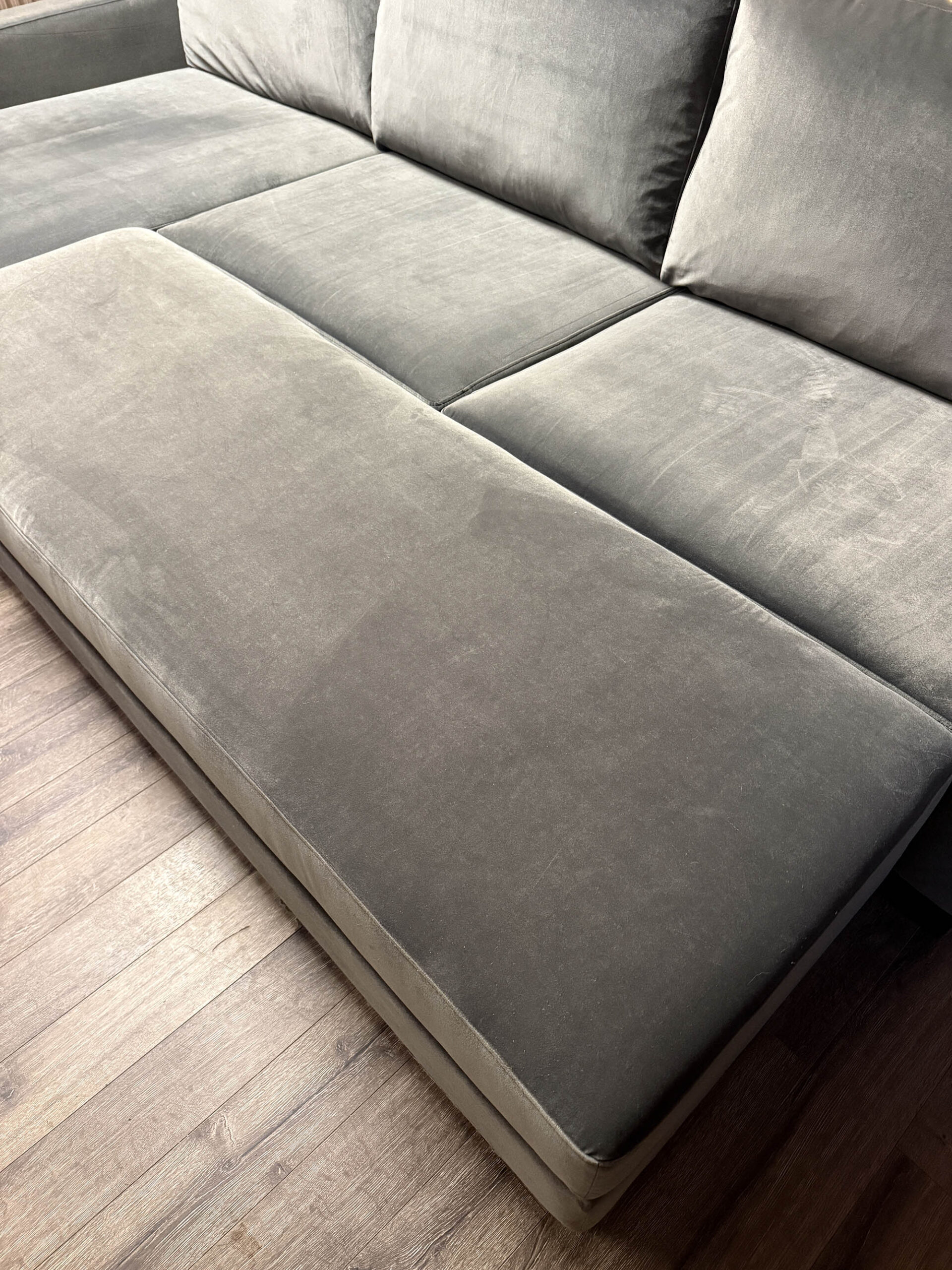 Slate Grey Velvet 3 Piece Sectional - Image 7