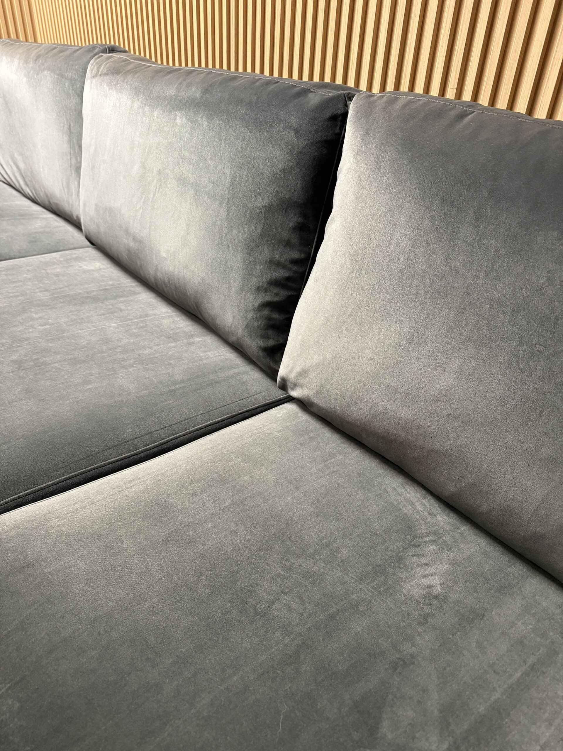 Slate Grey Velvet 3 Piece Sectional - Image 8