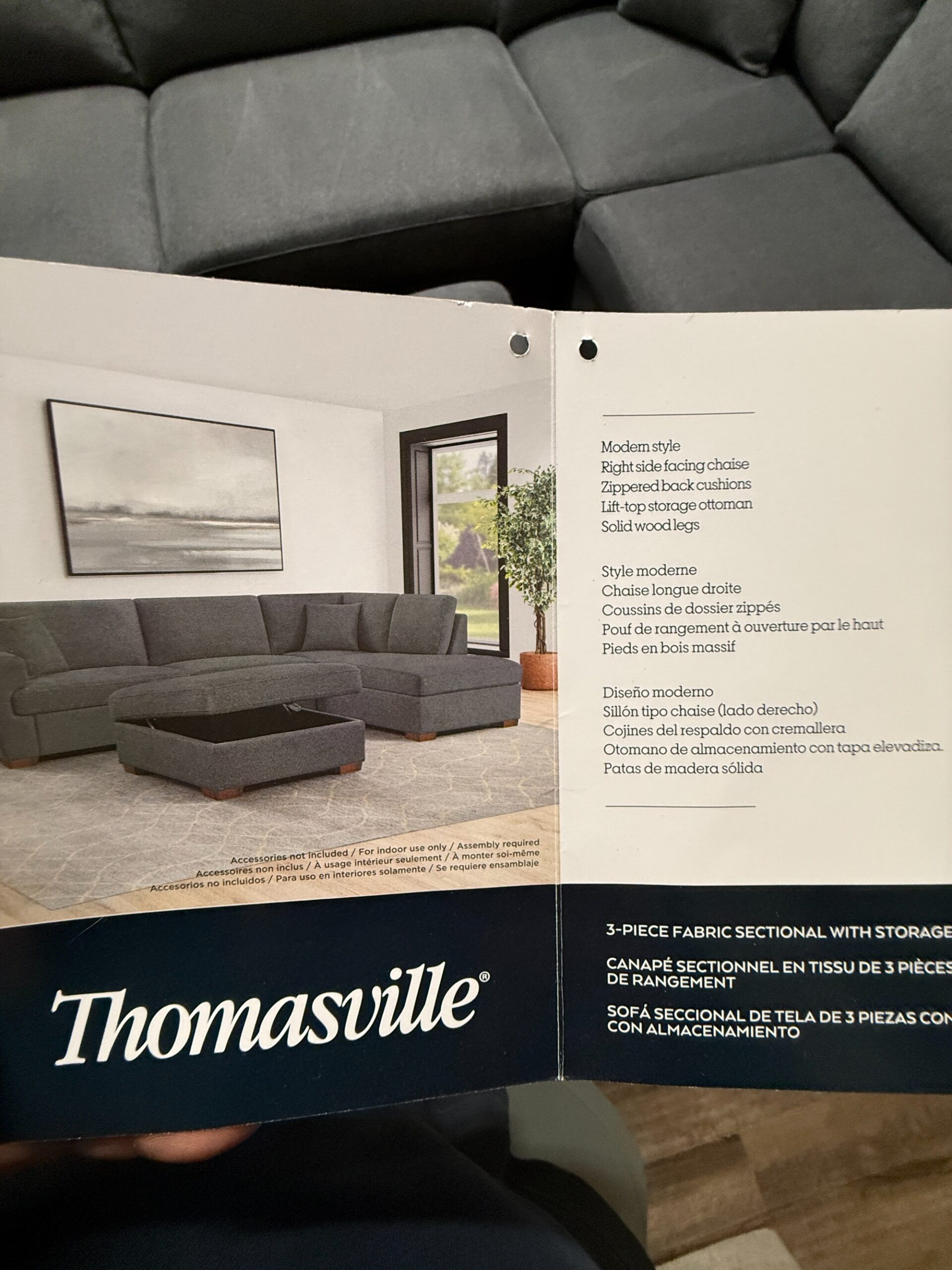 Thomasville Dark Grey Sectional - Image 8