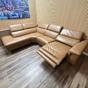 Aiden & Ivy cognac power reclining left chaise sectional